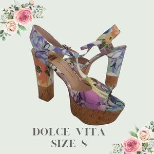 DOLCE VITA platform heels chunky platform spring floral prairie fairy boho sz 8